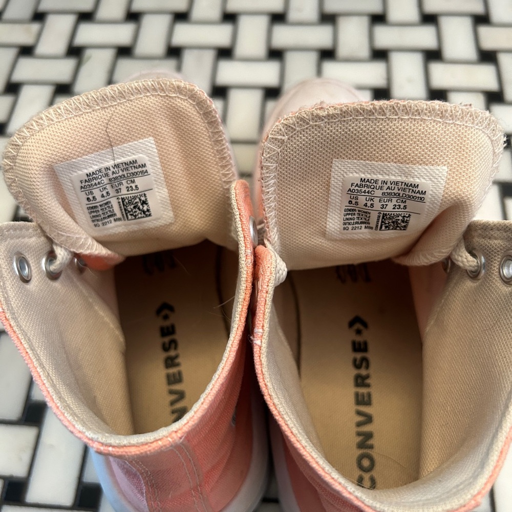 Converse Pink and White High-Top Sneakers - Picture 5 of 5
